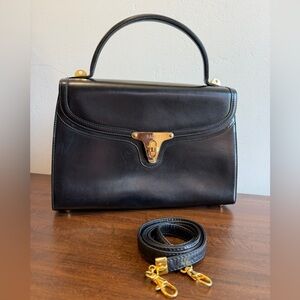 🖤EUC🖤 Black Bally Leather Top Handle Bag with Crossbody Strap